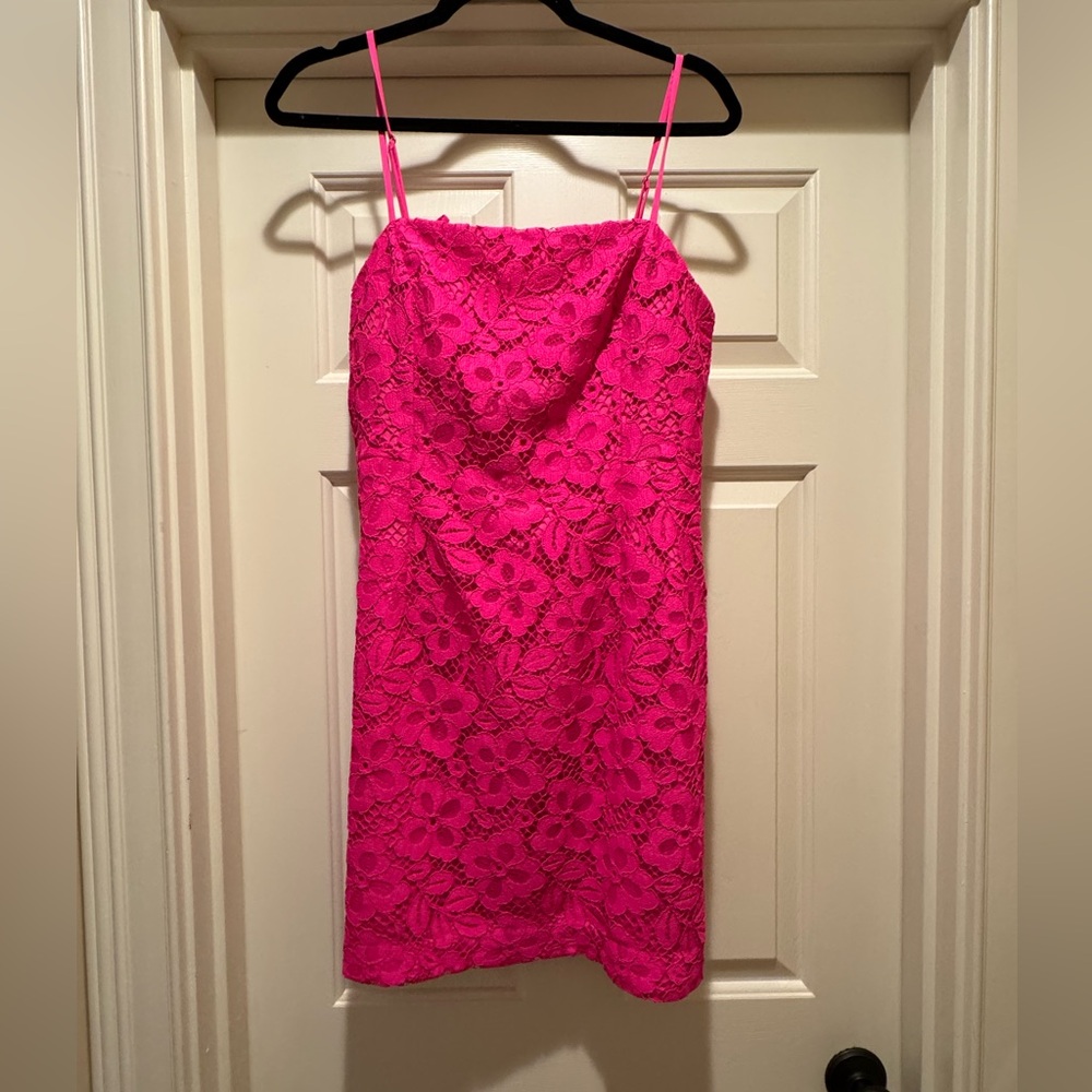 Lilly Pulitzer Vibrant Pink Floral Lace Mini Dress